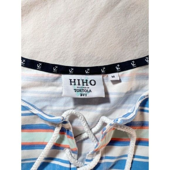 HiHo Striped Print Rope Tie Cotton/Spandex Dress Med Sailing Outfit Short Sleeve - Picture 3 of 10